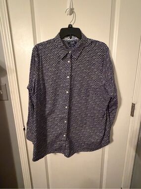 Chaps Men's Navy Blue Polka Dot Button-Down Shirt